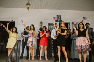 guests greeting bride and groom camp grayling wedding