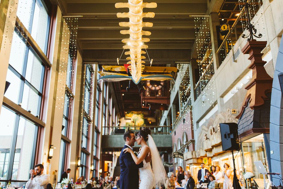 couples first dance at Grand Rapids Public Art Museum Wedding 
