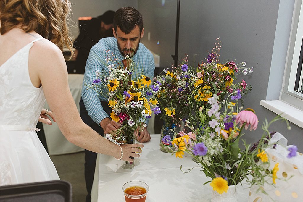 Wildflower wedding bouquet grown in backyard garden