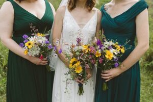 Wildflower wedding bouquet grown in backyard garden